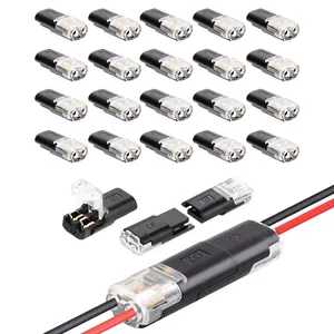 Double-Wire Plug-in Connector Led Light Strip Connectors 2 Pin, Led Strip Lights Connectors Low Voltage Wire Connector with Locking Buckle, Fast Connect Plugs Led Connectors for Strip Lights