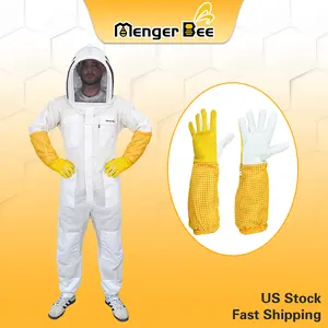 USA Warehouse Stock Beekeeping Suits Bee Harvesting Suit 3 Layer Ventilated Bee Suit Protective with Gloves