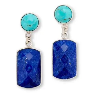 Mine Finds by Jay King Lapis and Tyrone Turquoise Sterling Silver Dangle Earrings