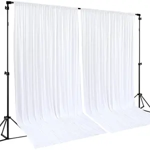 White Backdrop Curtains 2 Panels, 10 Feet Wrinkle-Free Photography Backdrop Drapes for Wedding Baby Shower Background Backdrop Stand- 8FTX10FT (White)