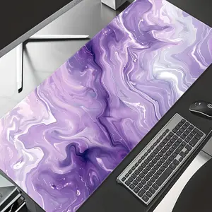 Oversized Purple and White Marble Gradient Mouse Pad Creative Fluid Art Mouse Pads Abstract Aesthetic Extended E-sports Gaming Mouse Pad HD Print Desk Pad Desk Accessories Large Size PC Keyboard Pad Desktop MousePad