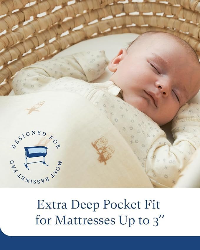 PurComfy 2-pack Fitted Bassinet Sheets, Cradle Sheets, Hypoallergenic, Unisex,  Dream on Me, Oval Rectangle Design, Easy Care