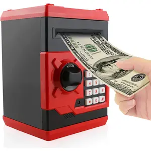 Barelove Cartoon Piggy Bank Cash Coin Can Password Electronic Kids Money Bank Safe Saving Box ATM Bank Safe Locks Black Red Smart Voice Prompt Money Piggy Box for Boys Girls Birthday (Pink1) (Red) Barelove