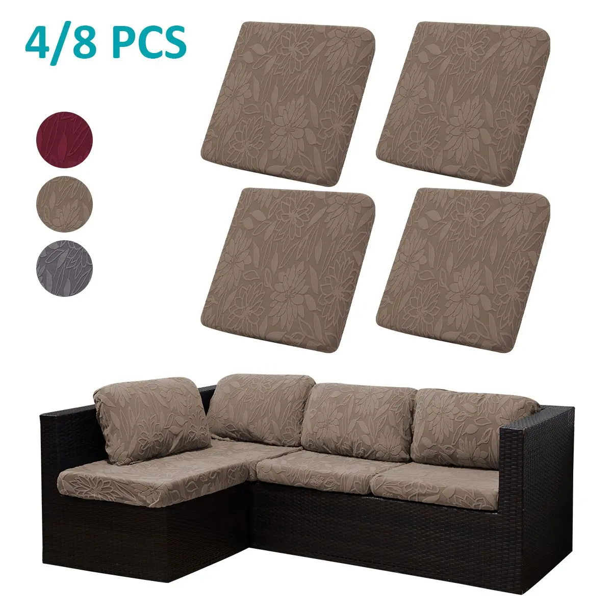 High Elastic Floral Texture Sofa Cushion Covers, Pet Friendly, Washable Sofa Slipcover, Stretchable Sofa Cover, Slipcovers For Couches And Sofas, Suitable for All Seasons, Holiday Decoration, Casual Style, Sofa Protector Slipcover