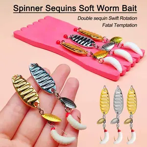 Ice Jigging Spoons-3Pcs Spinner Sequins Worm Bait Fly Fishing Flies bait Dry Flies, Fishing For Trout Salmon Bass-Weight  3g 5g 7g