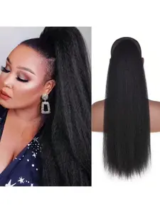 Ponytail Hair Extension, Ponytail Extensions, Drawstring Real Hair Clip Ponytail, Suitable for Women, Dense Natural Voluminous Straight Ponytail