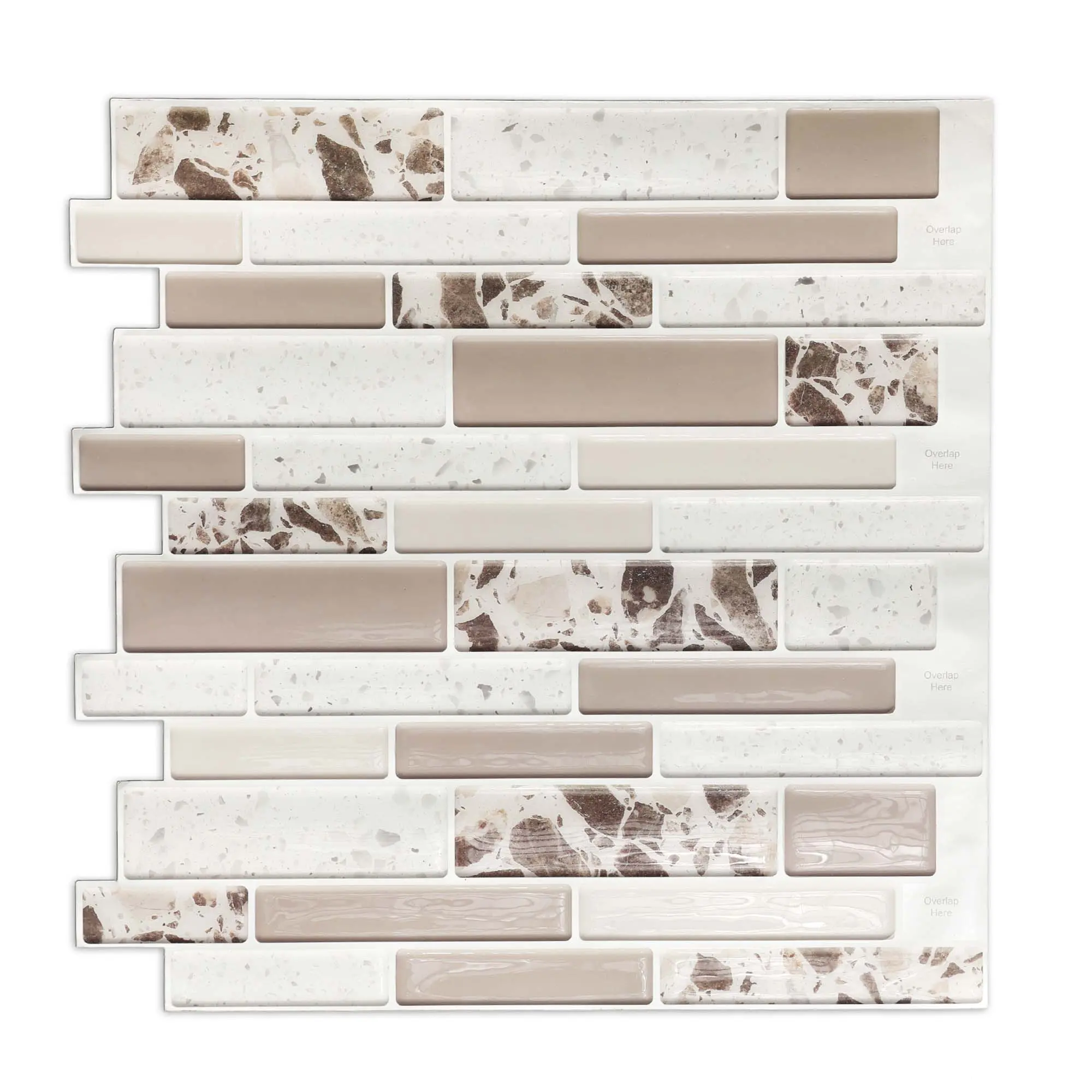 Jeedeson Eco-Friendly Vinyl Peel-Stick Tile Wallpaper, 10 Pcs (12in W x 12in L x 0.04in) - Renter-Friendly, Waterproof, Heat-Insulating Indoor Marble Stick-On for Kitchen, Father's Day Gift