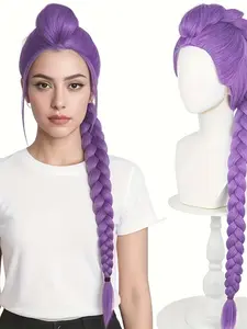 65cm Braided Wig for Rumi, Integrated Braiding and Headpiece, K-Pop Style Cosplay Wig for Christmas, Carnival, Halloween, Music Festivals
