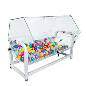 FixtureDisplays® 30x18.5x20.5" Large Clear Acrylic Raffle Drum with White Metal Stand, Lucky Draw Ticket Box for Lottery Games, 800 Pingpong Ball Capacity, Easy Assembly Video in Description 119569