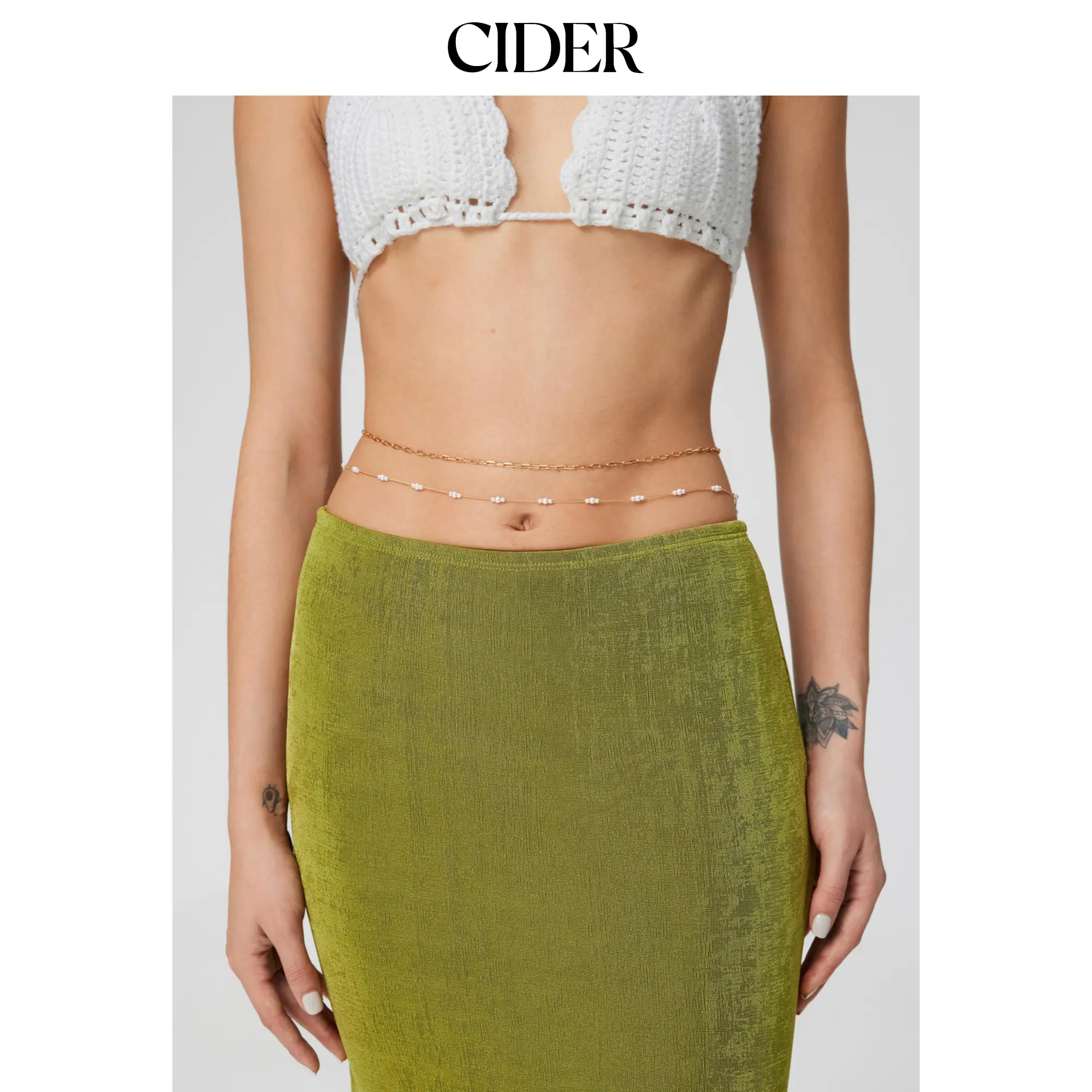 Cider [one-size] 2PCS FAUX PEARL & CHAIN DECOR WAIST CHAIN