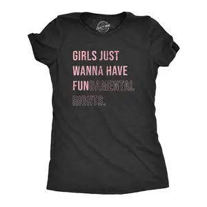 Womens Girls Just Wanna Have Fundamental Rights T Shirt Pro Choice Support Graphic Tee for Ladies Funny Womens T Shirts Cute Vintage Fashion Casual Ladies T-Shirt Gift Motivational Tops for Women Funny Black -