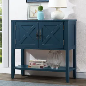 35'' Farmhouse Wood Buffet Sideboard Console Table with Bottom Shelf and 2-Door Cabinet, for Living Room, Entryway,Kitchen Dining Room Furniture