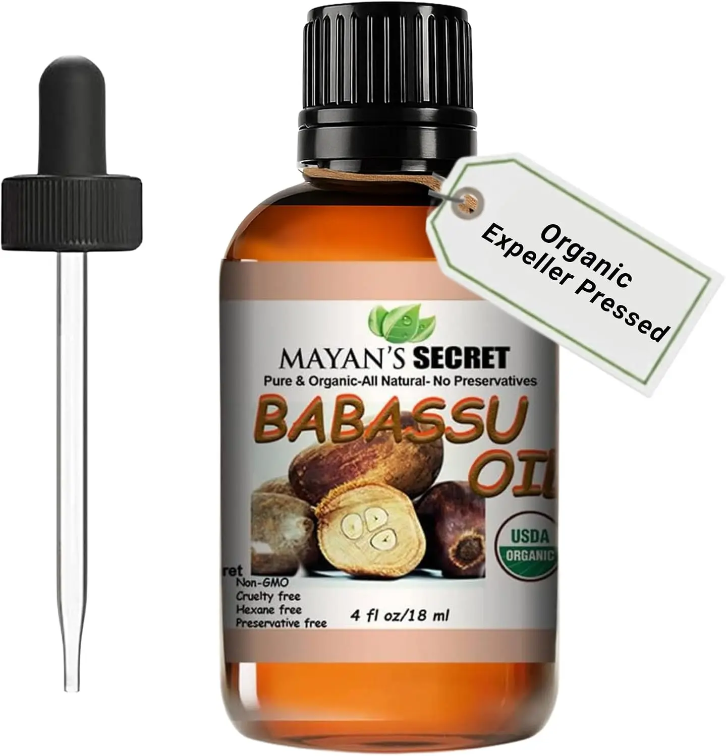 Mayan's Secret - 4oz Organic Babassu Oil for Hair - Rich in Antioxidants and Moisturizing Properties for Hair and Skin