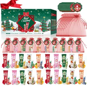 Christmas Gift Set Including Lip Balm, Hand Cream, Christmas Cards, Bags, Perfect for Holiday Gifts, New Year Parties, Decorations