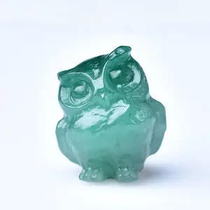 1pc CUPIDCRYSTAL Carved Owl Crystal - Cute Animal Design, Turquoise & Clear Faux, Ideal for Home Decor & Gifting, Owl Home Decor