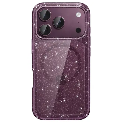 JETech Magnetic Glitter Protective Smartphone Case for iPhone 18 Pro Series, MagSafe-Compatible, Shiny Bling Design, Shockproof Phone Accessory, Cute Phone Accessory for Women