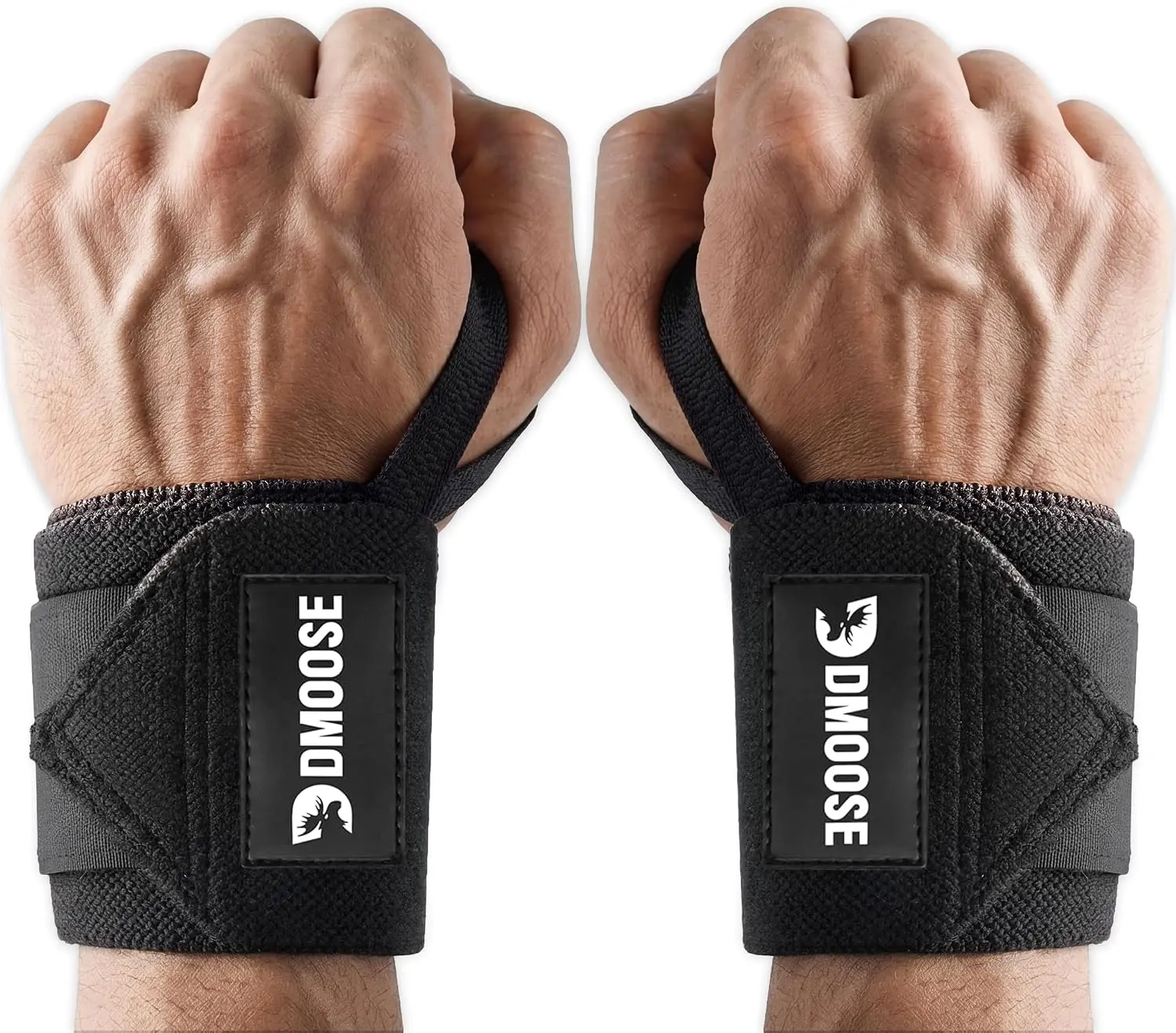 Dmoose Fitness Wrist Wraps for Weightlifting 18" - Heavy Duty Gym Wrap with Hand Thumb Loop for Support & Pain Relief, USPA Approved Powerlifting, Weight Lifting Wrist Straps for Men & Women Work Out DMoose Fitness