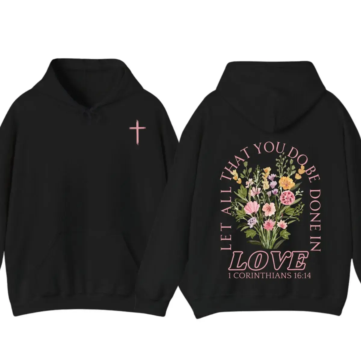 Women's Casual Faith Theme Bible Verse Graphic Hoodie, Unisex Cotton Blend Hooded Neck Long Sleeve Pullover Sweatshirt