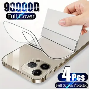 4 pack Back Hydrogel Film Screen Protector for iPhone 17 Pro Max/17 Air/16 Pro Max/16e/17/16/15/14/13/12/11 Pro/Plus/Mini/X/XS/XR/Xs Max,Hydrophobic And Oleophobic,Ultra-Thin,Full Coverage,Seamless Fit,Anti-Scratch