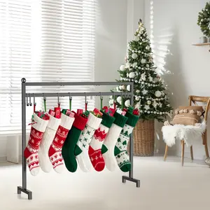 Christmas Stocking Holder Stand with 12 Hooks, Classic Metal Art Stocking Holder Stand Hangers - Easy Assembly and Stand