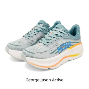Trendy Grey Teal White Colorblock Athletic Sneakers Ultra Thick Cushion Midsole Light Mesh Workout Shoes For Men Women Travel Outdoor Sports
