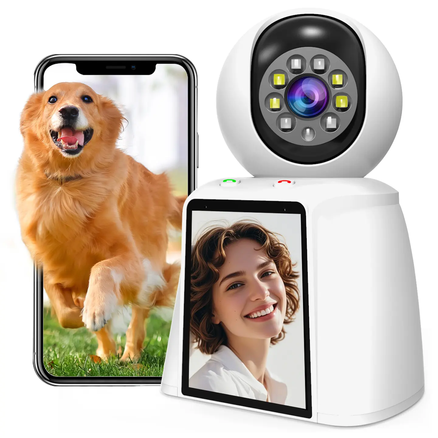 360° Panoramic Indoor Security Camera, 4K Video Call Surveillance Cam, 5G WiFi Connection, Smart Human Motion Tracking, Infrared Night Vision, Two-Way Talk, One-Touch Quick Call, Simple Setup Nanny Cam for Pet Baby Elder Monitoring
