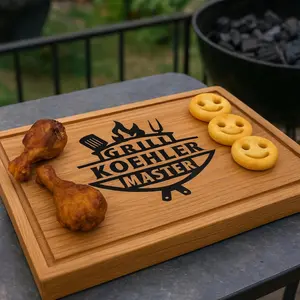 Koehler Custom Handmade Oak Cutting Board - 12x18 in Kitchen Board, Stylish, Personalized Engraving, Food-Safe Oil Finish, Father's Day Gift for Grill Masters, BBQ Serving Tray
