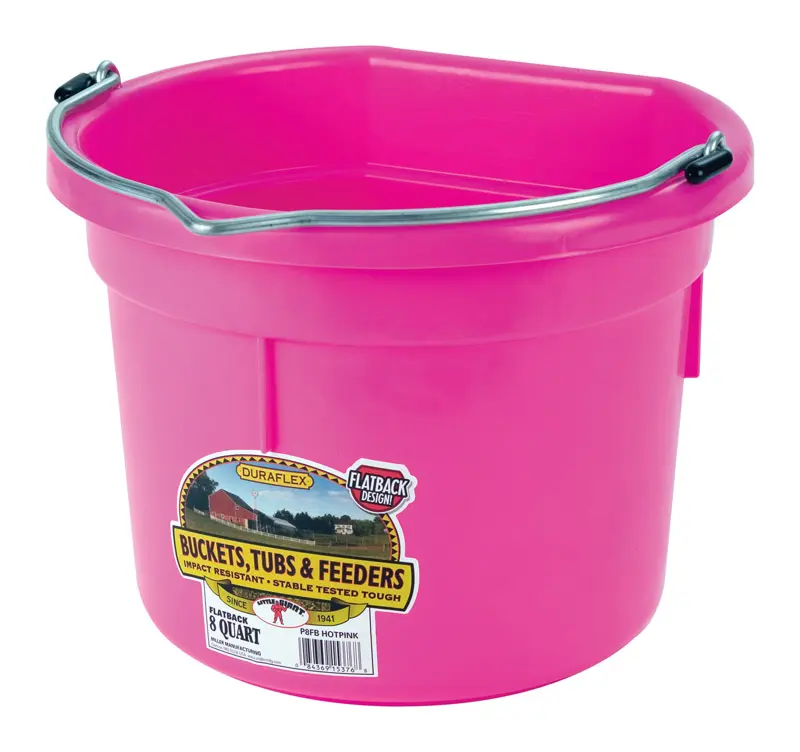 Little Giant 8 qt. Impact-Proof Plastic Bucket - Pink Home Supplies, 12x11.5x9 in, Wall-Mountable, Flat Back, Stacking Ribs