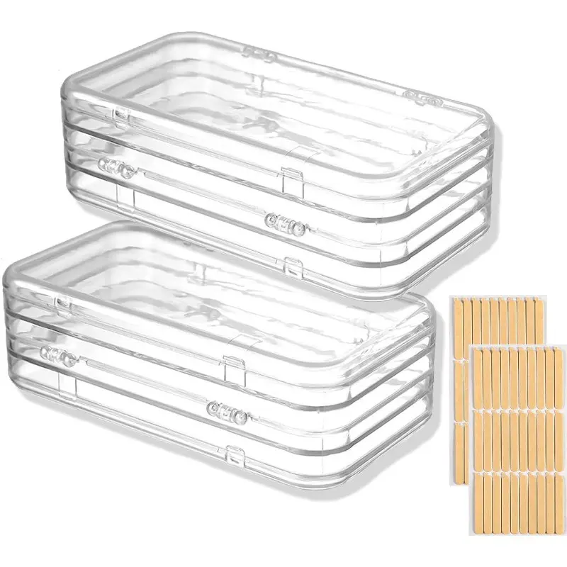 2pcs Tri-Fold Press on Nail Organizer Case, 4-Page Portable Storage Box, Clear Pet Plastic Travel Holder for Fake Nails, Foldable Storage Organizer, Clear Plastic Boxes