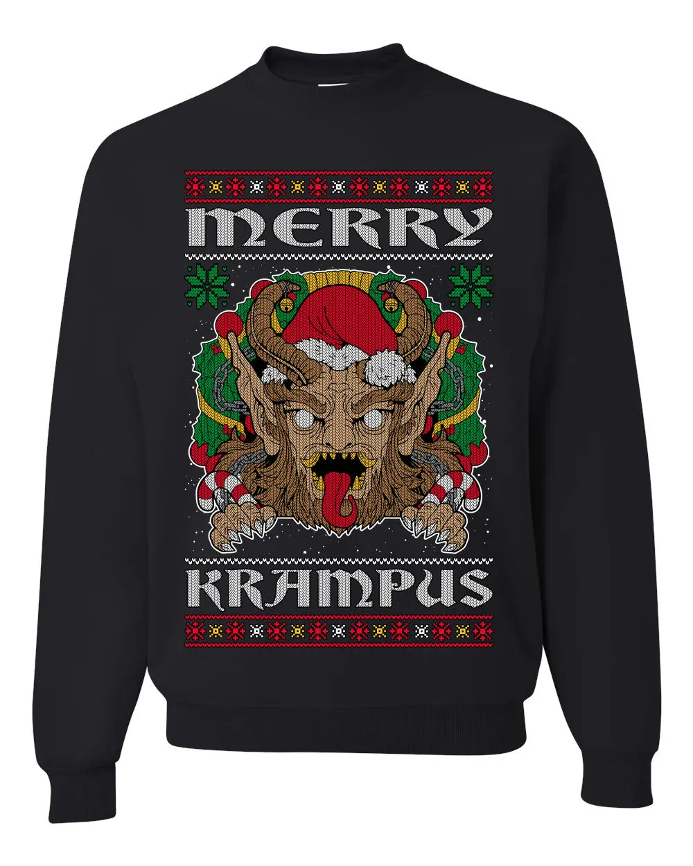 Merry Krampus Santa Folklore Figure Horror Ugly Christmas Sweater Unisex Crewneck Sweatshirt
