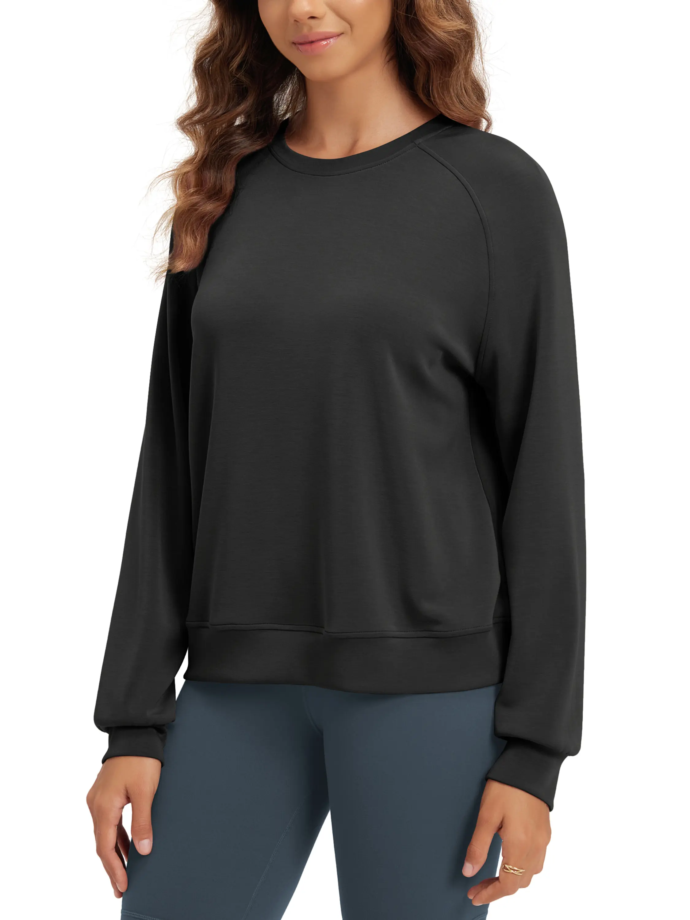 ODODOS Women's Sweatshirt, Oversized Modal Soft Crew Neck Pullover, Long Raglan Sleeve Top for Comfy Casual Layering, Fabric, Hoodie, Longsleeves, Skirts, Polyester, Trouser, Lady, Lazy Outfit, Ootd Ideas