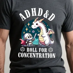 Adhd and d Roll for concentration, RPG Shirt, DnD Class Shirt, D&D Clothing, D and D Character Class T Shirt, Rogue Shirt, DnD Gift, unisex shirt