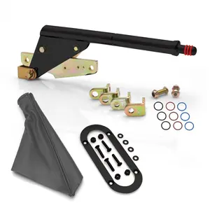 American Shifter  Floor Mount Black Emergency Parking Brake, Grey Boot & Black Trim Ring