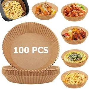 Food Grade Air Fryer Liners 100 pcs Disposable Paper Liner for Baking Roasting Microwave Easy To Clean Round Cookware Utensils