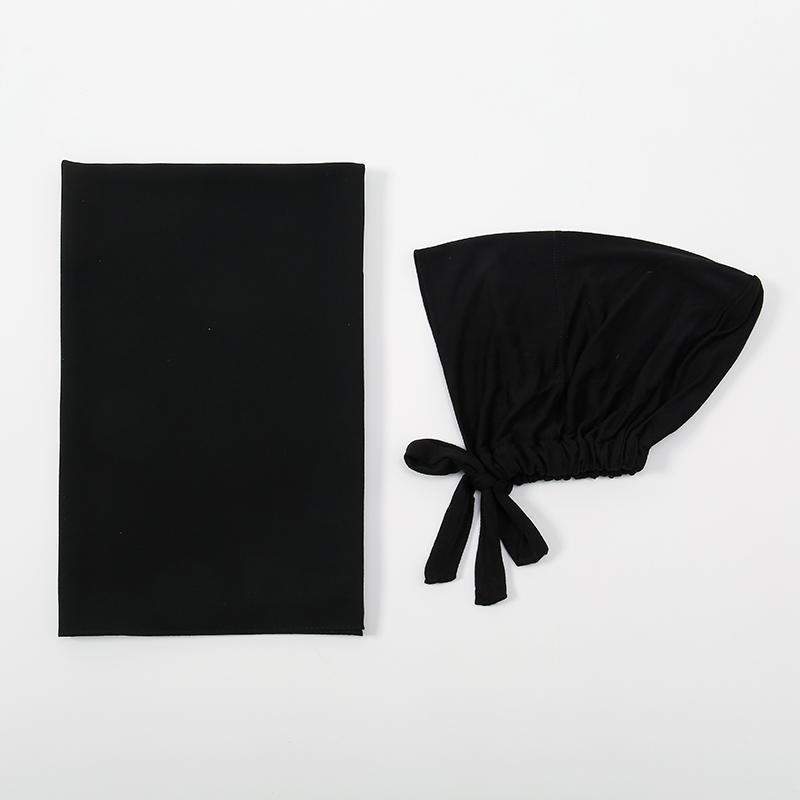 Muslim Chiffon Instant Hijab Head Scarf with Matching Tie Back Jersey Undercap Tudung Modesty