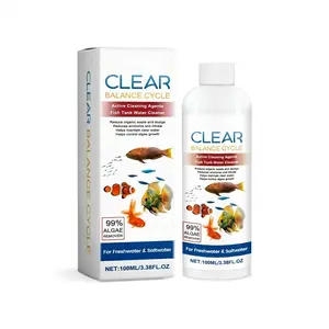 Clear Balance Cycle Fish Tank Water Cleaner – Active Cleaning Agents – Reduces Organic Waste, Ammonia & Nitrate – Controls Algae Growth – For Freshwater & Saltwater – 99% Algae Remover – 100ml (3.38 fl oz)
