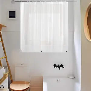 Waterproof Shower Curtain for Window Inside Shower, Plastic Bathroom Window Curtain Waterproof Heavy Duty Vinyl Peva with Hooks, Silky Frost, 40x36