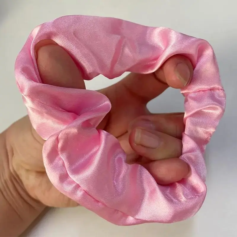 Free Gift with Elegant Satin Hair Scrunchies for Women Grils Bobbles Elastic Band Hair Accessories 1PC Light Blush