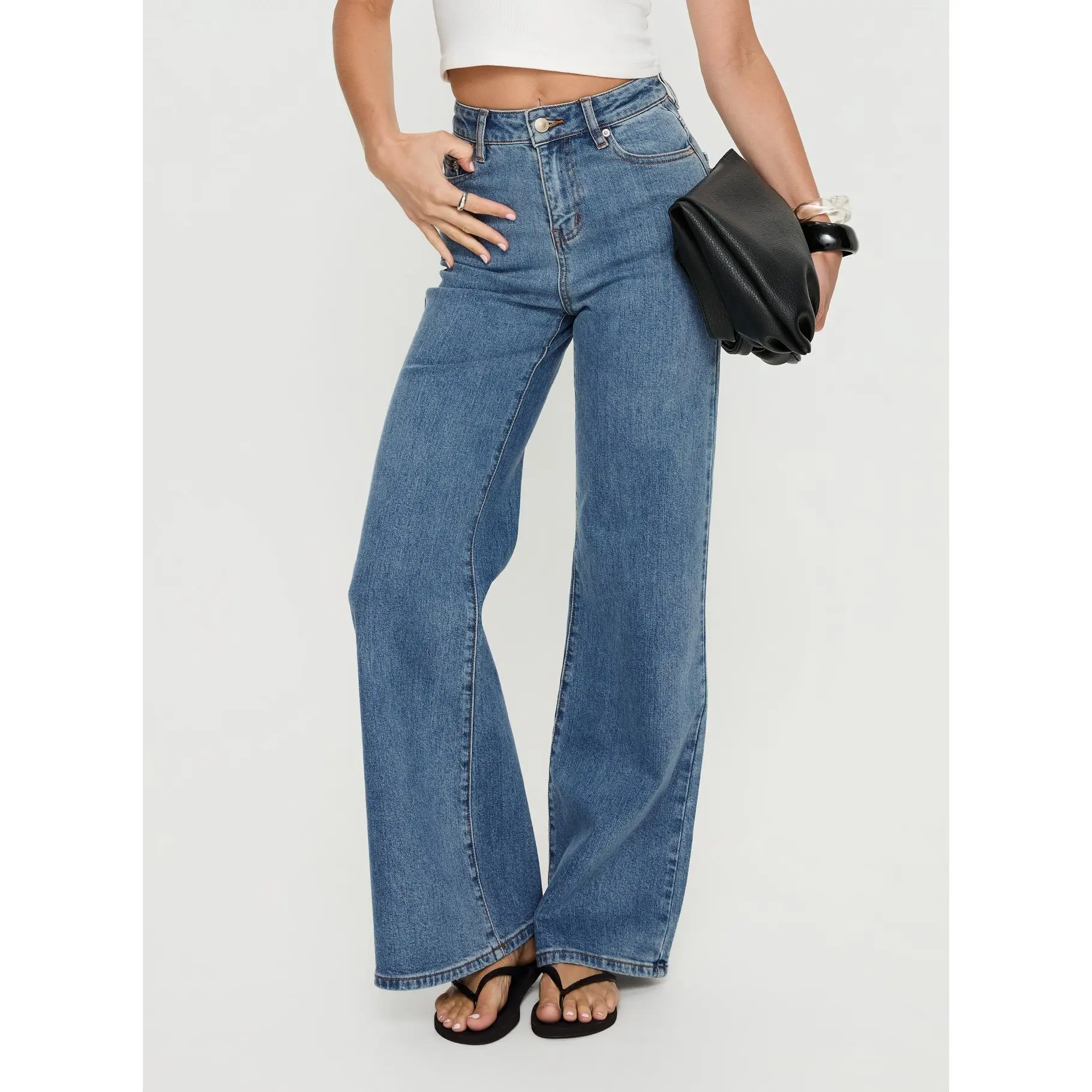 Thearlie High Rise Flared Jeans Mid Blue Wash