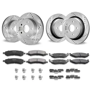 VEVOR Front and Rear Brake Kit for 06-2018 Dodge Ram 1500, 07-2009 Dodge Durango Chrysler Aspen, Drilled and Slotted Brake Rotors Ceramic Brake Pads Replacement, 13.2 Front Rotors 13.9 Rear Rotors