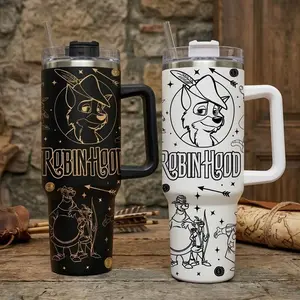 Cartoon Red Fox Robin Little J. Rabbit Skippy Funny Cute 40oz Tumbler With Handle (Box Not Included), Hood Jungle Cartoon Stainless Steel Travel Mug, Cute Gift, Hot Cold Drink Cup, Gift For Fans Water Bottles Cup
