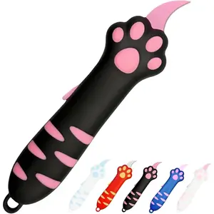 2026 New Retractable Cat Claw Box Cutter Cute Portable Box Paper Cutter Retractable Knife (black)
