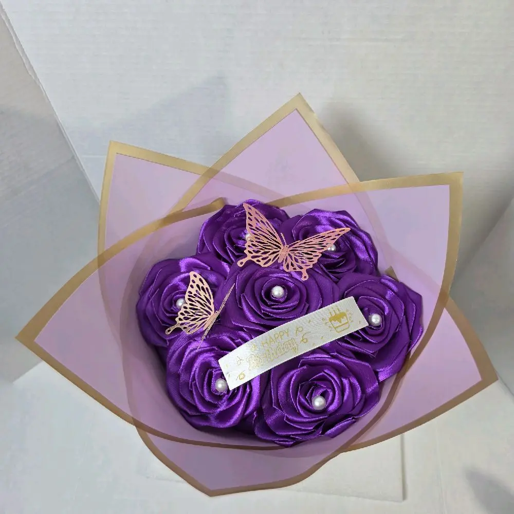 Handmade Eternal Roses Bouquet with Butterfly Accents and Pearl Details, Ideal Birthday Gifts