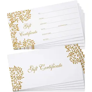 50 Pieces Blank Gift Certificates for Business Vouchers Coupon Card for Spa Salon Restaurants Custom Client Vouchers for Birthday Christmas Work Gift Card, 3.5 x 7 Inch(White)