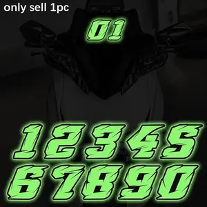 Motorcycle Glow in The Dark Sticker, Number 0123456789 Waterproof Sticker for Motorcycle Fuel Tank, Car Body, Bumper, Trunk, Rear Windshield, Ideal for Night Safety Warning Decorative Car Stickers, Motorcycle Decoration