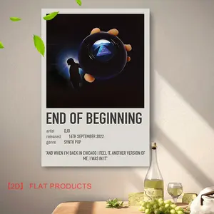 2D Flat, 1pc DJO "End of Beginning" Album Cover Wall Art - Modern Synth Pop Music Poster with Song Lyrics Print, Adhesive-Backed Frameless Canvas Painting Suitable for Bedroom, Living Room, - Winter/Autumn Art