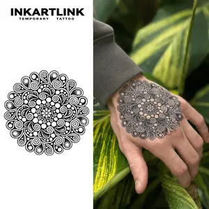 INKARTLINK Tattoo Tech, 2 Sheets Semi-Permanent Temporary Tattoos ,Mandala Blossom,Adult Art Design,Lasts 1-2 Weeks, Waterproof, Realistic Look, No Adhesive, No Reflection,For Man And Woman,Ideal for Swimming, Party