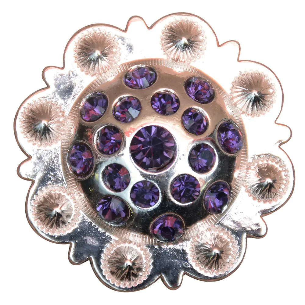 1.5 Inch HILASON Western Screw Back Purple Crystals Berry Concho Saddle & Tack