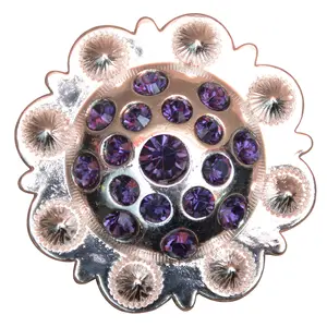 1.5 Inch HILASON Western Screw Back Purple Crystals Berry Concho Saddle & Tack