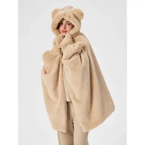 Cider BEAR EAR FUZZY BLANKET WITH HAT & GLOVES